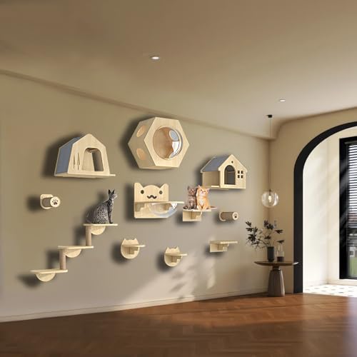 ZSXZCBDQ Katzentreppe Wand, Katzenwandmöbel, Katzenwandregale und -sitzstangen, Katzenkletterregale, Kratzbaum für Den Spielplatz, 5er-Sets(11pcs) von ZSXZCBDQ
