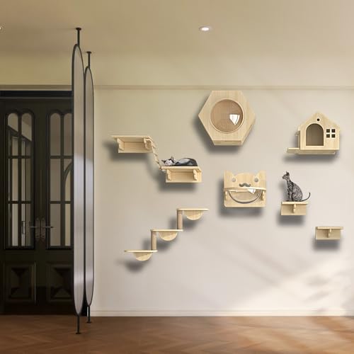 ZSXZCBDQ Katzentreppe Wand, Katzenwandmöbel, Katzenwandregale und -sitzstangen, Katzenkletterregale, Kratzbaum für Den Spielplatz, 5er-Sets(9pcs) von ZSXZCBDQ