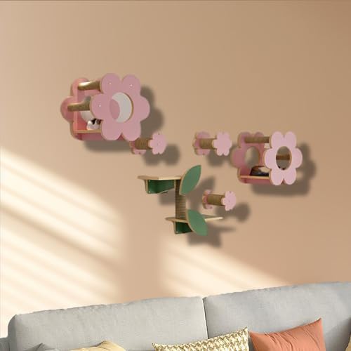 ZSXZCBDQ Katzenwandmöbel, Katzen-Gymnasium, Katzenkletterwand Set, Katzensitz, Katzenbett für Katzen, Stufenmontage, Katzenhaus(7PCS) von ZSXZCBDQ
