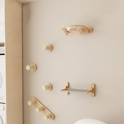ZSXZCBDQ Kletterwand Katzen,Katzen Wandelemente, Katzenwandregale aus Holz, 20 Kg Tragkraft, 4 Konfigurierbare Sets mit Schrauben und Dehndübeln(6pcs2) von ZSXZCBDQ