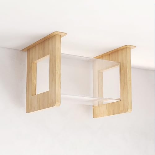 ZSXZCBDQ Kratzwand für Katzen aus Neuseelandkiefer mit Hängebrücke und Glassteg, Katzenwandmöbel und Regale zum Klettern, Deckenmontage, 10 Kg Tragkraft(50 * 38) von ZSXZCBDQ