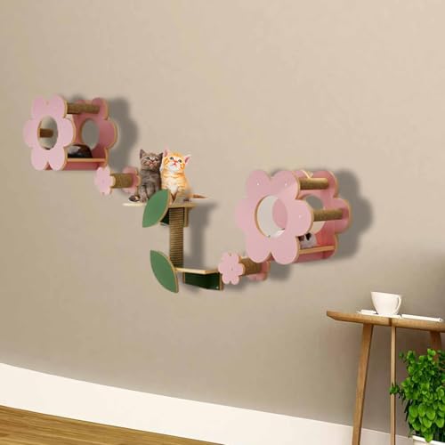 ZSXZCBDQ Wand Katzenmöbel, Katzen Kletterwand, Katzenhaus Indoor, Katzen Kletterwand Set, Eck-Katzenwandregal, mit Sisal-Kratzseil, Sitzmöbel(6PCS) von ZSXZCBDQ