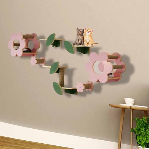 ZSXZCBDQ Wand Katzenmöbel, Katzen Kletterwand, Katzenhaus Indoor, Katzen Kletterwand Set, Eck-Katzenwandregal, mit Sisal-Kratzseil, Sitzmöbel(8PCS) von ZSXZCBDQ