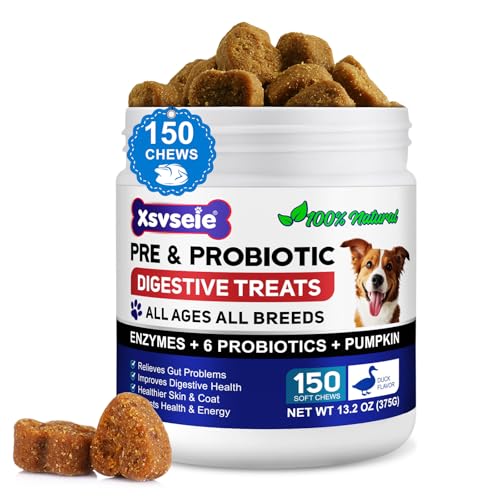 Probiotika für Hunde - 150 Kautabletten, Hundeprobiotika, Hundeprobiotika für Darmgesundheit, juckende Haut, Allergien, Hefe Gleichgewicht und Immunsystem, Hundeprobiotische Ergänzungen Entengeschmack von ZTSMSWY
