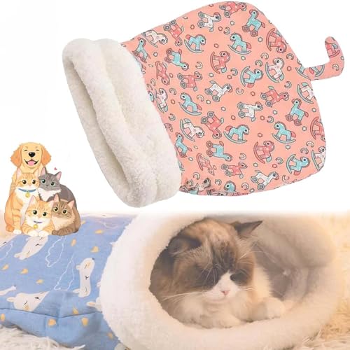 Cozy Pet Nest for Cats and Dogs,Katzenschlafsack Warmer Katzenbett,Bequemes Katzen Schlafsack,Katzen Kuschelhöhle Aus Fleece Katzenhöhle K/atzen Schlafsack Kleines Haustierbett (A, L) von ZUICC