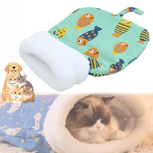 Cozy Pet Nest for Cats and Dogs,Katzenschlafsack Warmer Katzenbett,Bequemes Katzen Schlafsack,Katzen Kuschelhöhle Aus Fleece Katzenhöhle K/atzen Schlafsack Kleines Haustierbett (D, L) von ZUICC