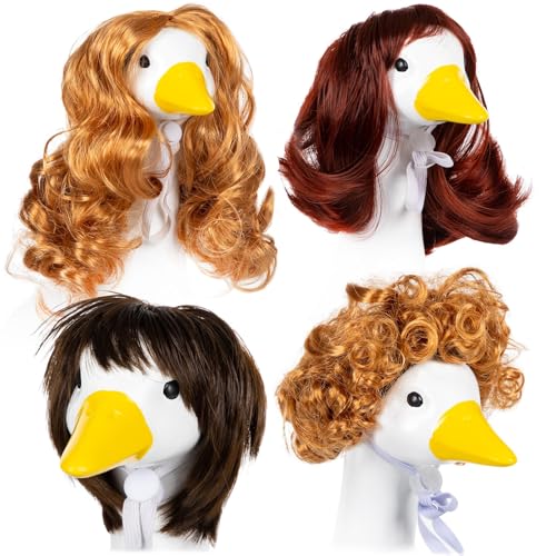 4 Stück lustige Haustier-Kostüm-Perücken, Gänse, Kopfschmuck, Perücken, leicht zu tragen, weiche Materialien, Party-Verkleidungszubehör, Haustier-Perücken, Gänse-Kopfschmuck-Set 4 Stück lustige Haustier-Kostüm-Perücken, Gänse, Kopfschmuck, Perücken, leicht zu tragen, weiche Materialien, Party-Verkleidungszubehör, Haustier-Perücken, Gänse-Kopfschmuck-Set von ZUJIABAO