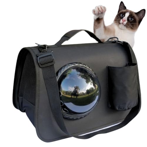 Transporttasche für Hunde oder Katzen, faltbare Transporttasche für kleine Haustiere, Reisetasche mit verstellbarem Schultergurt (schwarz) von ZUNOVI