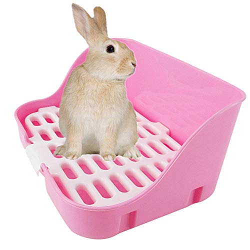 ZUOLUO Meerschweinchen Zubehoer Kaninchen Toilette Katzenstreutablett Hamster Toilette Kaninchen Toilette Kaninchenstreu Tablett Pellets Rattenstreutablett pink von ZUOLUO
