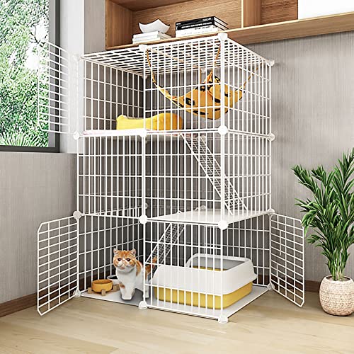 Katzenkäfig, Katzengehege für Innenräume, Katzenhütte, groß, 1/2/3 Etagen, Katzenlaufstall, Katzenhütten, DIY-Katzenlaufstall für kleine Tiere, Übungsort, ideal für 1–3 Katzen (Größe: 75 x 39 x 109 Katzenkäfig, Katzengehege für Innenräume, Katzenhütte, groß, 1/2/3 Etagen, Katzenlaufstall, Katzenhütten, DIY-Katzenlaufstall für kleine Tiere, Übungsort, ideal für 1–3 Katzen (Größe: 75 x 39 x 109 von ZURBAQD