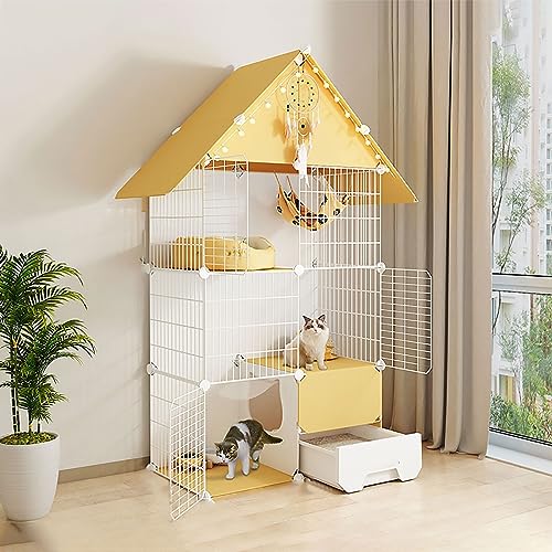 Katzenkäfig für den Innenbereich, großer DIY-Laufstall für Haustiere, Katzengehege, kleines Tierhaus, abnehmbare Katzenkiste mit Katzentoilette, großer Übungsort, ideal für Katzen (Größe: 75 x 39 x Katzenkäfig für den Innenbereich, großer DIY-Laufstall für Haustiere, Katzengehege, kleines Tierhaus, abnehmbare Katzenkiste mit Katzentoilette, großer Übungsort, ideal für Katzen (Größe: 75 x 39 x von ZURBAQD