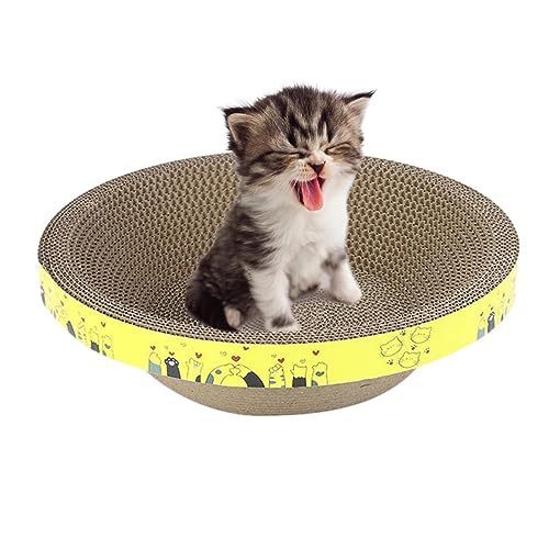 Katzenkratzbrett aus Pappe – ovales/rundes Katzenkratz-Loungebett, kreatives Kratzbrett in Schüsselform aus Pappe, stabiles interaktives Spielzeug für das Haustier-Kätzchen-Training von ZUREGO