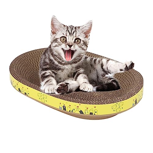 Katzenkratzbrett aus Pappe – ovales/rundes Katzenkratz-Loungebett, kreatives Kratzbrett in Schüsselform aus Pappe, stabiles interaktives Spielzeug für das Haustier-Kätzchen-Training von ZUREGO
