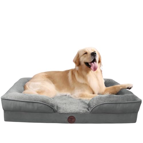 ZURMATRADE Orthopädisches Hundebett mit Memory Foam – Waschbar, rutschfest & bequem – Für große & kleine Hunde – Grau von ZURMATRADE