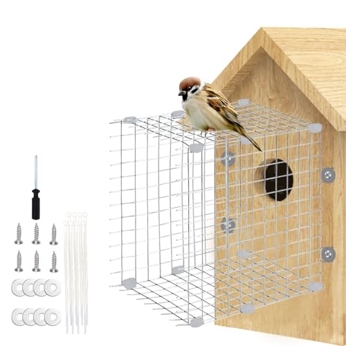 ZUUDYSEN Bluebird House Raubfischschutz, Metalldraht, Eingangslochschutz, Vogelhaus-Lochschutz, Vogelhaus, Drahteingangsschutz für blaue Vögel, Nisten und Babys, sicher (quadratisch), 2 Stück von ZUUDYSEN
