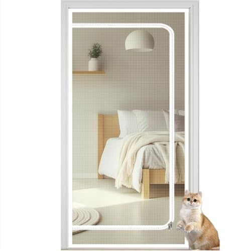 Fliegengitter For Katzentüren, Fliegengittervorhang For Türen Der Größe 90 X 200 Cm, Strapazierfähiger Fliegenvorhang For Haustiere Mit Reißverschluss For Hunde, Katzen Und Mücken, Fliegengitter For W von ZUYINBULUO