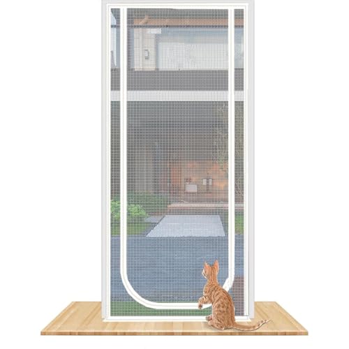 Haustier-Fliegengitter Mit Reißverschluss, Katzenresistentes Netzgewebe, 100 X 210 Cm, Katzenresistentes Türgitter Mit Stopper, Das Herauslaufen Von Katzen Verhindert, Verdicktes Katzenresistentes Net von ZUYINBULUO
