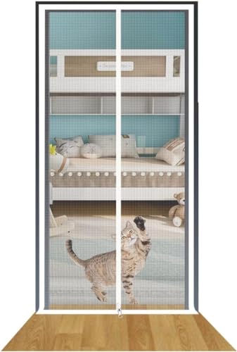 Katzen-Fliegengittertür, Verhindert Das Entkommen Von Haustieren, Türvorhänge, Katzenresistent, Kratzfest, Netz-Fliegengittertür Mit Reißverschluss For Wohnzimmer, Schlafzimmer, Küche, Terrasse, Flur, von ZUYINBULUO