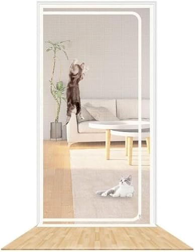 Verstärktes Katzentürgitter, Passend For Türgrößen Von 80 Cm X 200 Cm, Strapazierfähige, Haustiersichere Fliegengittertür Mit Reißverschluss, Verhindert, Dass Hunde Und Katzen Aus Dem Haus Laufen(130x von ZUYINBULUO