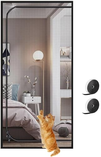ZUYINBULUO Katzengitter Balkontür, Moskitonetz Tür Verdickte Katzenschutzgitter Doppelseitige Reißverschlüsse Verhindern, DASS Welpen Katzen Von Zu Hause Aus Laufen(110x220cm) von ZUYINBULUO