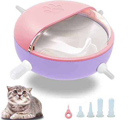 Puppy Kitten Feeder, Silikon Puppy Feeder mit Nippeln, Pet Milk Feeder, Pet Self Feeding Device, 4 Nippel Self Feeding Milchnapf für Kätzchen, Welpen, Kaninchen, Lamm (Pink) von ZWEBY