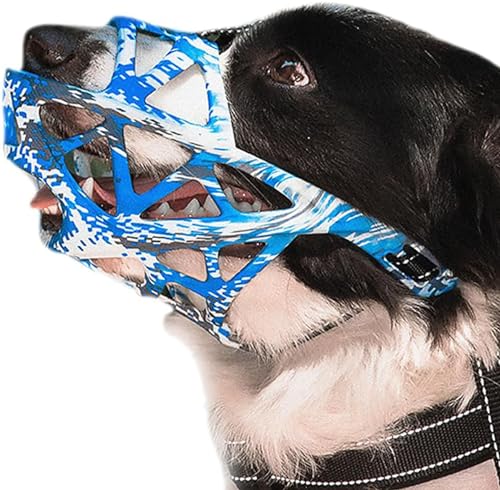 Maulkorb für Hunde, reißfest, gegen Bellen, erlaubt das Trinken, professioneller Maulkorb für Haustiere,L,Camouflage Blue von ZWESKUX