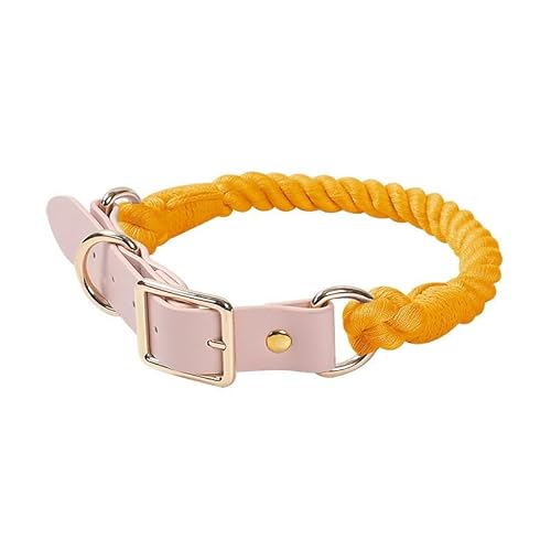 Handgewebtes, farbenfrohes Hundeleinen-Set aus Leder for Hundehalsbänder (Color : Orange, Size : L) von ZWHHW