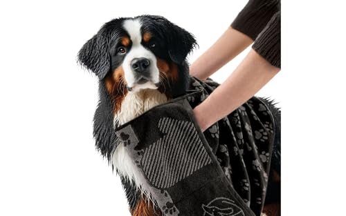 ZWOLTEX - Hundehandtuch Best Friend, Hunde Handtuch Größe 50x100 cm, Handtuch Hund 400g, Dog Towel 100% Baumwolle, mit Taschen, Durch die Waschbarkeit 90°C - Graphit Pfoten ZWOLTEX - Hundehandtuch Best Friend, Hunde Handtuch Größe 50x100 cm, Handtuch Hund 400g, Dog Towel 100% Baumwolle, mit Taschen, Durch die Waschbarkeit 90°C - Graphit Pfoten von ZWOLTEX