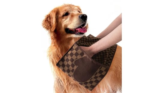 ZWOLTEX - Hundehandtuch Good Dog, Hunde Handtuch Größe 30x80 cm, Handtuch Hund 400g, Dog Towel 100% Baumwolle, mit Taschen, Durch die Waschbarkeit 90°C - Braun Schachbrett ZWOLTEX - Hundehandtuch Good Dog, Hunde Handtuch Größe 30x80 cm, Handtuch Hund 400g, Dog Towel 100% Baumwolle, mit Taschen, Durch die Waschbarkeit 90°C - Braun Schachbrett von ZWOLTEX