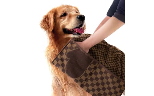 ZWOLTEX - Hundehandtuch Good Dog, Hunde Handtuch Größe 50x100 cm, Handtuch Hund 400g, Dog Towel 100% Baumwolle, mit Taschen, Durch die Waschbarkeit 90°C - Braun Schachbrett ZWOLTEX - Hundehandtuch Good Dog, Hunde Handtuch Größe 50x100 cm, Handtuch Hund 400g, Dog Towel 100% Baumwolle, mit Taschen, Durch die Waschbarkeit 90°C - Braun Schachbrett von ZWOLTEX