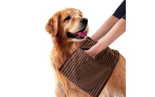 ZWOLTEX - Hundehandtuch Happy Doggy, Hunde Handtuch Größe 30x80 cm, Handtuch Hund 400g, Dog Towel 100% Baumwolle, mit Taschen, Durch die Waschbarkeit 90°C - Braun Streifen ZWOLTEX - Hundehandtuch Happy Doggy, Hunde Handtuch Größe 30x80 cm, Handtuch Hund 400g, Dog Towel 100% Baumwolle, mit Taschen, Durch die Waschbarkeit 90°C - Braun Streifen von ZWOLTEX