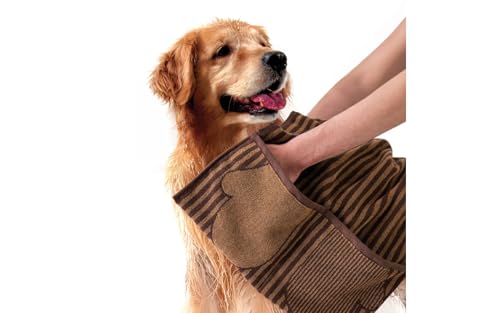 ZWOLTEX - Hundehandtuch Happy Doggy, Hunde Handtuch Größe 50x100 cm, Handtuch Hund 400g, Dog Towel 100% Baumwolle, mit Taschen, Durch die Waschbarkeit 90°C - Braun Streifen ZWOLTEX - Hundehandtuch Happy Doggy, Hunde Handtuch Größe 50x100 cm, Handtuch Hund 400g, Dog Towel 100% Baumwolle, mit Taschen, Durch die Waschbarkeit 90°C - Braun Streifen von ZWOLTEX