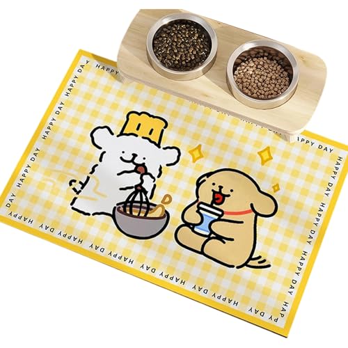 Wiederverwendbare Hundefuttermatte mit wasserdichter Beschichtung, Cartoon-Muster, Futterunterlage für Reisen, Haustier-Tischset, PVC-Hundefuttermatte Wiederverwendbare Hundefuttermatte mit wasserdichter Beschichtung, Cartoon-Muster, Futterunterlage für Reisen, Haustier-Tischset, PVC-Hundefuttermatte von ZWTPGKRD