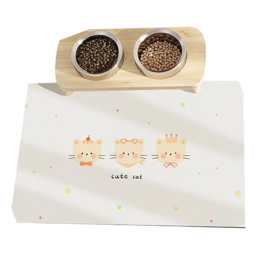 Wiederverwendbare Hundefuttermatte mit wasserdichter Beschichtung, Cartoon-Muster, Futterunterlage für Reisen, Haustier-Tischset, PVC-Hundefuttermatte von ZWTPGKRD