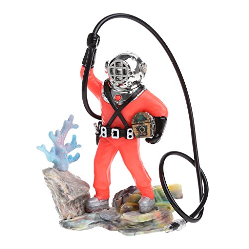 ZWTPGKRD Aquarium Dekoration Harz Figur Schatzjäger Taucher mit Luftschlauch Fisch für Ornament Landschaftsbau Zubehör von ZWTPGKRD