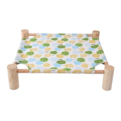 ZWTPGKRD Weiche, erhöhte Hängematte für Bett, mit stabilem Holzständer, abnehmbar, waschbar, kühles Haustier für Katzen, kleine Haustiere, mit Ständer, erhöhte Betten für Indoor-Katzen von ZWTPGKRD