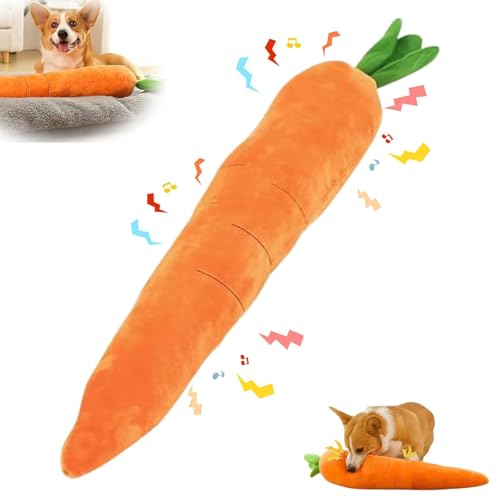 Beruhigendes Karotten-Hundespielzeug, beruhigende Karotte, 75 cm, robustes Plüsch, quietschend und knisternd, niedlich, keine Füllung, Karotte mit weichem Quietscher, Kauspielzeug für Hunde Beruhigendes Karotten-Hundespielzeug, beruhigende Karotte, 75 cm, robustes Plüsch, quietschend und knisternd, niedlich, keine Füllung, Karotte mit weichem Quietscher, Kauspielzeug für Hunde von ZXCVWWE