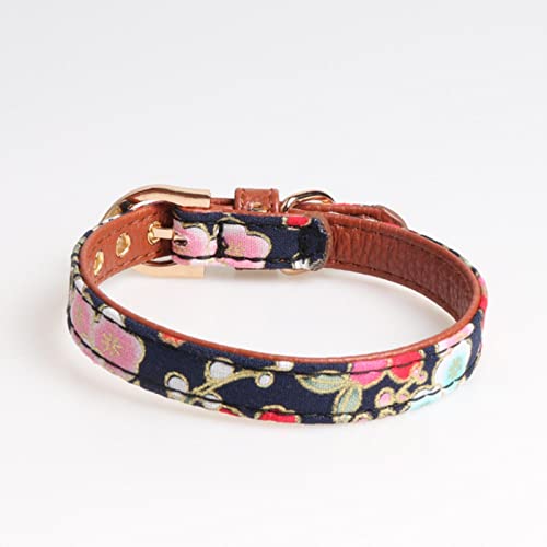 1 Pc Lovely Bowknot Pets Cat Dog Collar Printing Floral Adjustable Puppy Cats Necklace Leather Small Dogs Collars-Blau,L von ZXDC