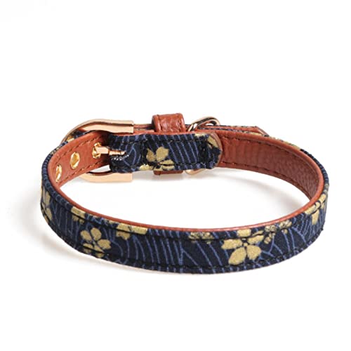 1 Pc Lovely Bowknot Pets Cat Dog Collar Printing Floral Adjustable Puppy Cats Necklace Leather Small Dogs Collars-Navy Blue,S von ZXDC