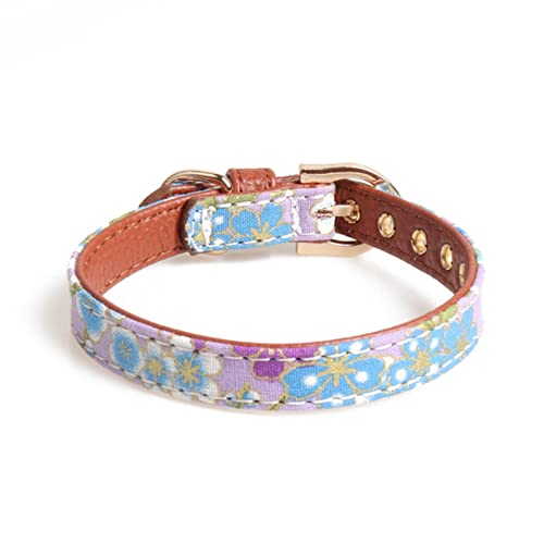 1 Pc Lovely Bowknot Pets Cat Dog Collar Printing Floral Adjustable Puppy Cats Necklace Leather Small Dogs Collars-Purple,S von ZXDC