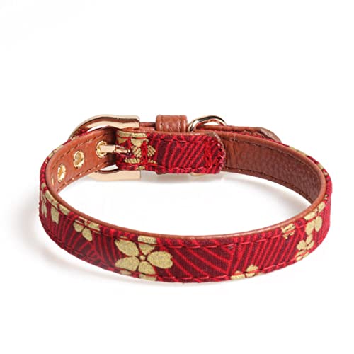 1 Pc Lovely Bowknot Pets Cat Dog Collar Printing Floral Adjustable Puppy Cats Necklace Leather Small Dogs Collars-Red,M von ZXDC