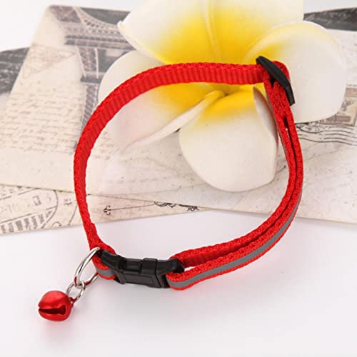 1 Pc Pets Safety Night Bright Reflective Puppy Cats Collars Nylon Durable Adjustable Necklace Bells Collar-RED von ZXDC