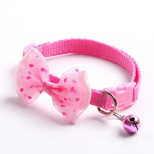 1 Stück Bunte niedliche Bowknot Glocke Haustierhalsband Verstellbare Schnalle Katzenhalsband Kätzchenhalsband Kleiner Hund Zubehör-Rosa von ZXDC