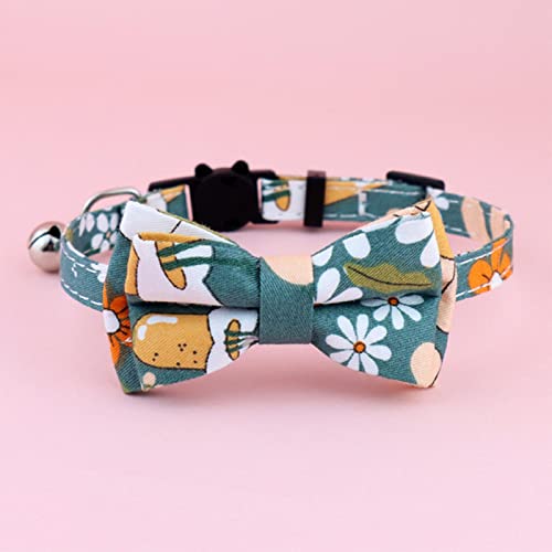 1 Stück Haustierhalsband mit Glocke Bowknot Blumen Katzenhalsband Verstellbare Katze Kleines Hundehalsband Aufdruck Halskette Heimtierbedarf-6 von ZXDC
