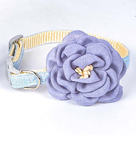 1 Stück Kamelien-Blumen-Katzenhalsband, rosa, solides Kätzchenhalsband, verstellbar, Welpen-Halskette, Dekoration, Katzenzubehör, Kleiner Hund, blau, 30 cm von ZXDC