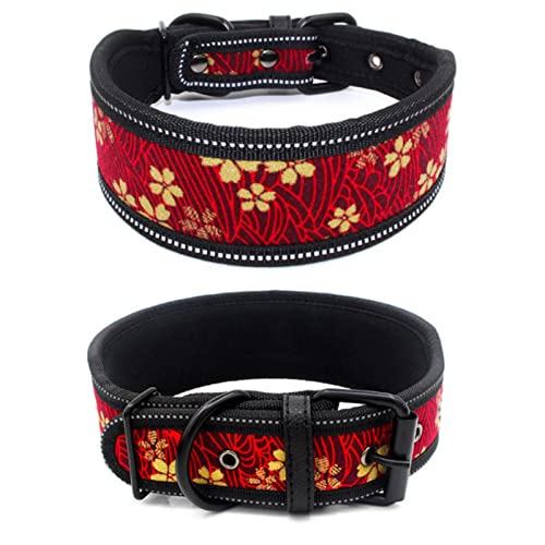 1 Stück Reflektierendes, verstellbares Hundehalsband, Welpen-Halskette, Hundehalsband für kleine, große Chihuahua-Bulldoggen-Haustierbedarf-Rote Blume,S von ZXDC