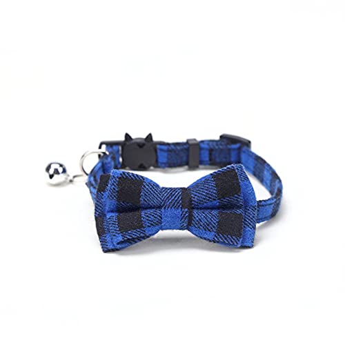 1 Stück bunt Kariertes Gitter Katzenhalsbänder Baumwolle gestreift Bowknot Halskette Bulldogge Chihuahua Fliege Party Bandana Halsband-Blau von ZXDC