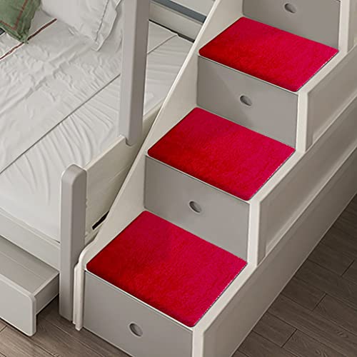 ZXFDM Low Loft Twin-Bett-Treppenstufen-Teppich, rutschfest, Indoor-Etagenbett-Teppiche, Stufenabdeckung, Wiederverwendbare Haustier-Treppenmatten mit Selbstklebender Rückseite, Rotwein (Pack : 1pa von ZXFDM