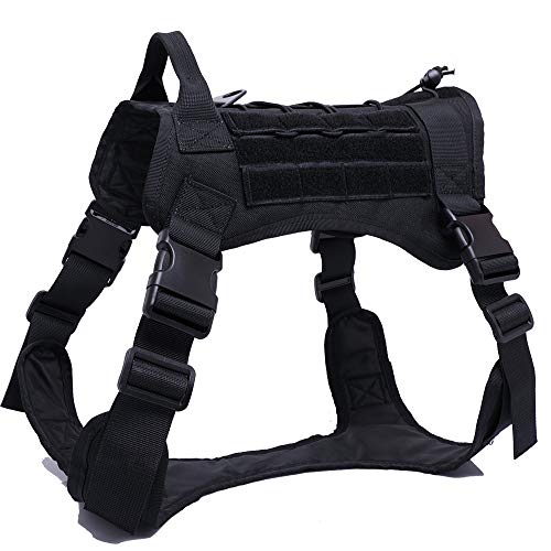 ZXGQF Tactical Dog Vest Harness, No Pull Dog Wasserdichter Westentrainingsgurt mit Komfortkontrollgriff für mittlere/große Hunde beim Training Walking (L,Black) von ZXGQF