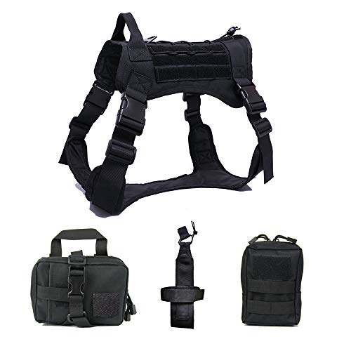 ZXGQF Tactical Dog Vest Harness, No Pull Dog Wasserdichter Westentrainingsgurt mit Komfortkontrollgriff für mittlere/große Hunde beim Training Walking (L,Black Suit) von ZXGQF